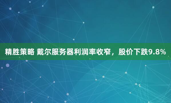 精胜策略 戴尔服务器利润率收窄，股价下跌9.8%